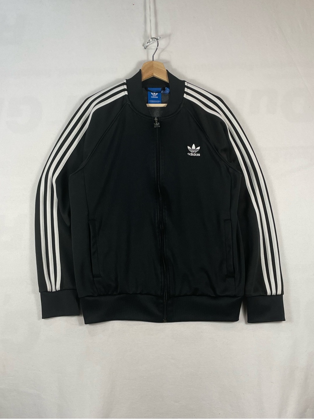 Y2K ADIDAS Trefoil Firebird 3 Stripe Logo Black Full Zip Track Top Jacket Sz L